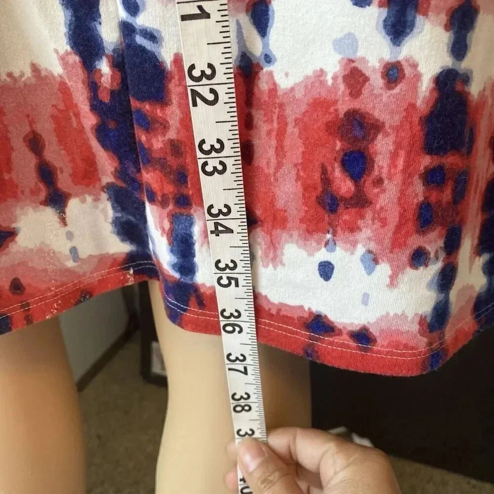Celebrate Together Women’s XL Midi Dress Blue Red White Tie Dye 4th Of July - Picture 3 of 7